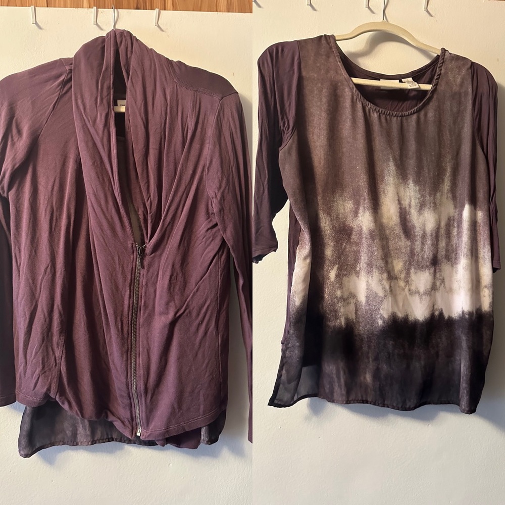 Zenergy by Chico’s purple shirt and jacket set, size 1